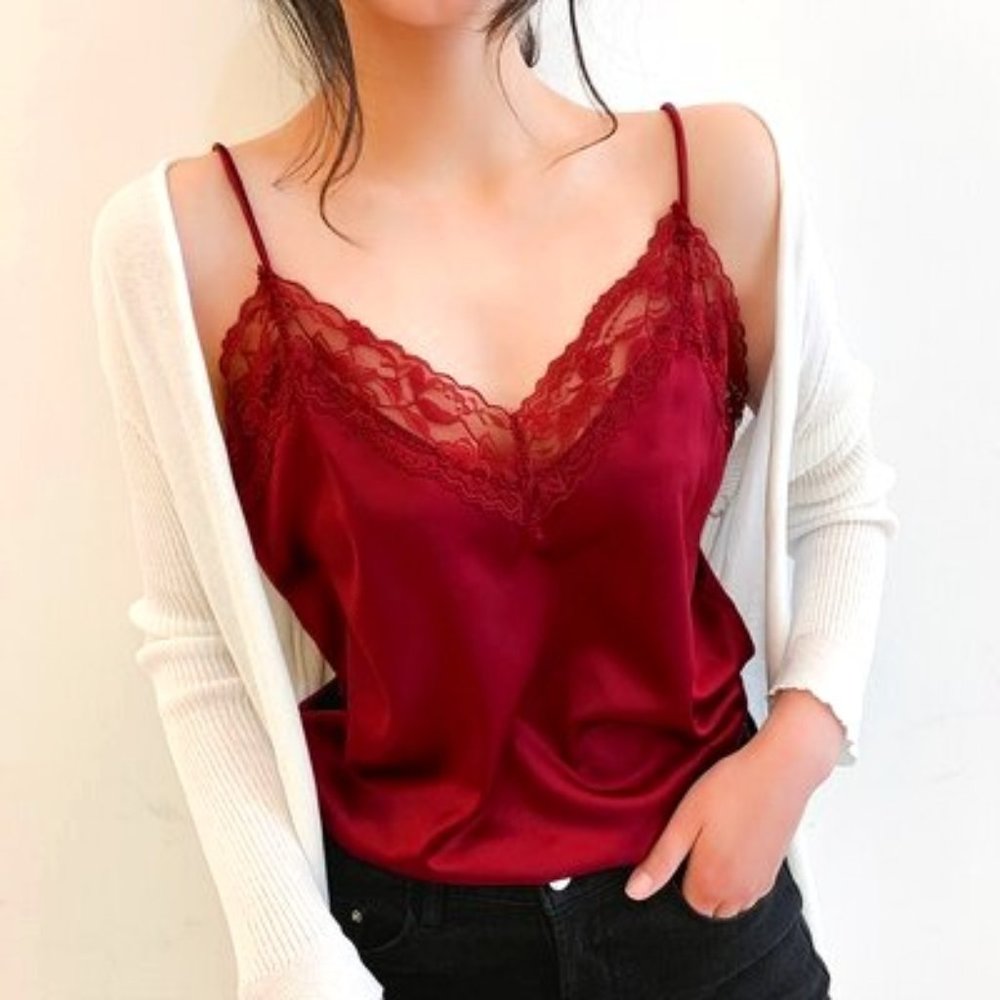 Ann Taylor Lace Satin Cami Tank